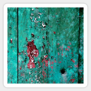 Old wooden door with layers of paint Sticker